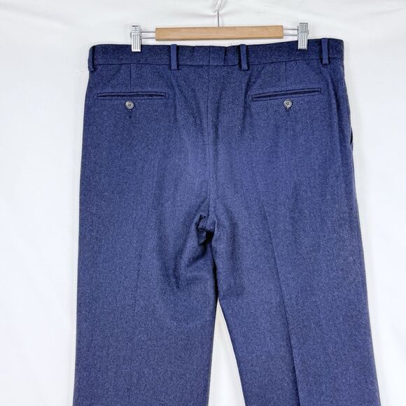 Paul Frederick Men’s 36x29 Navy Blue Pleated Dress Pants Cuffed Wool Cashmere - Picture 6 of 14